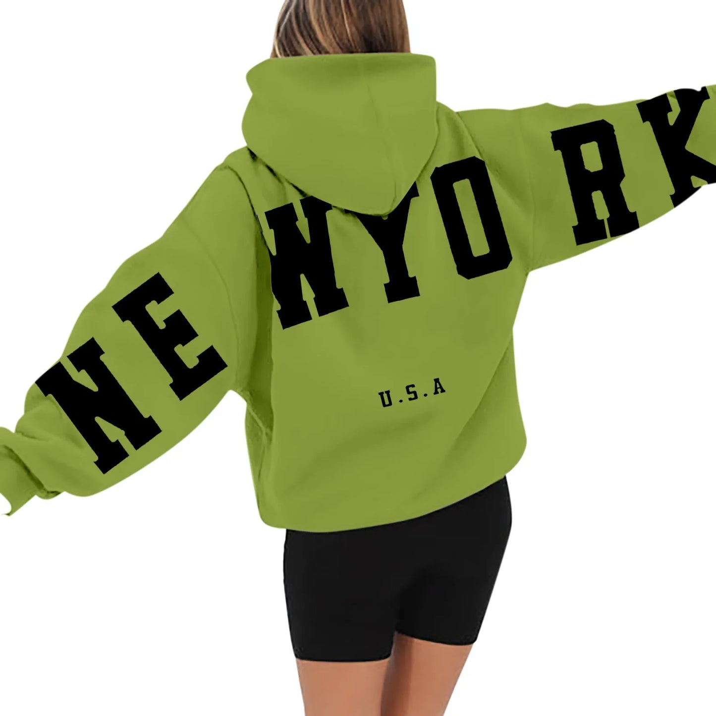 Sweatshirts Women Workout Women'S Long Sleeved Zipperless Back New York U.S.A Printed Hoodie Hip Hop Fashion Couple Clothes