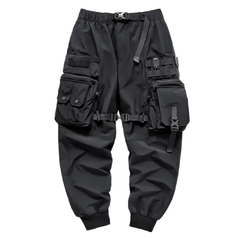 2022 Autumn Winter Techwear Hip Hop Cargo Pants With Ribbon Belt Mens Vintage Tactical Trousers Street Sport Joggers