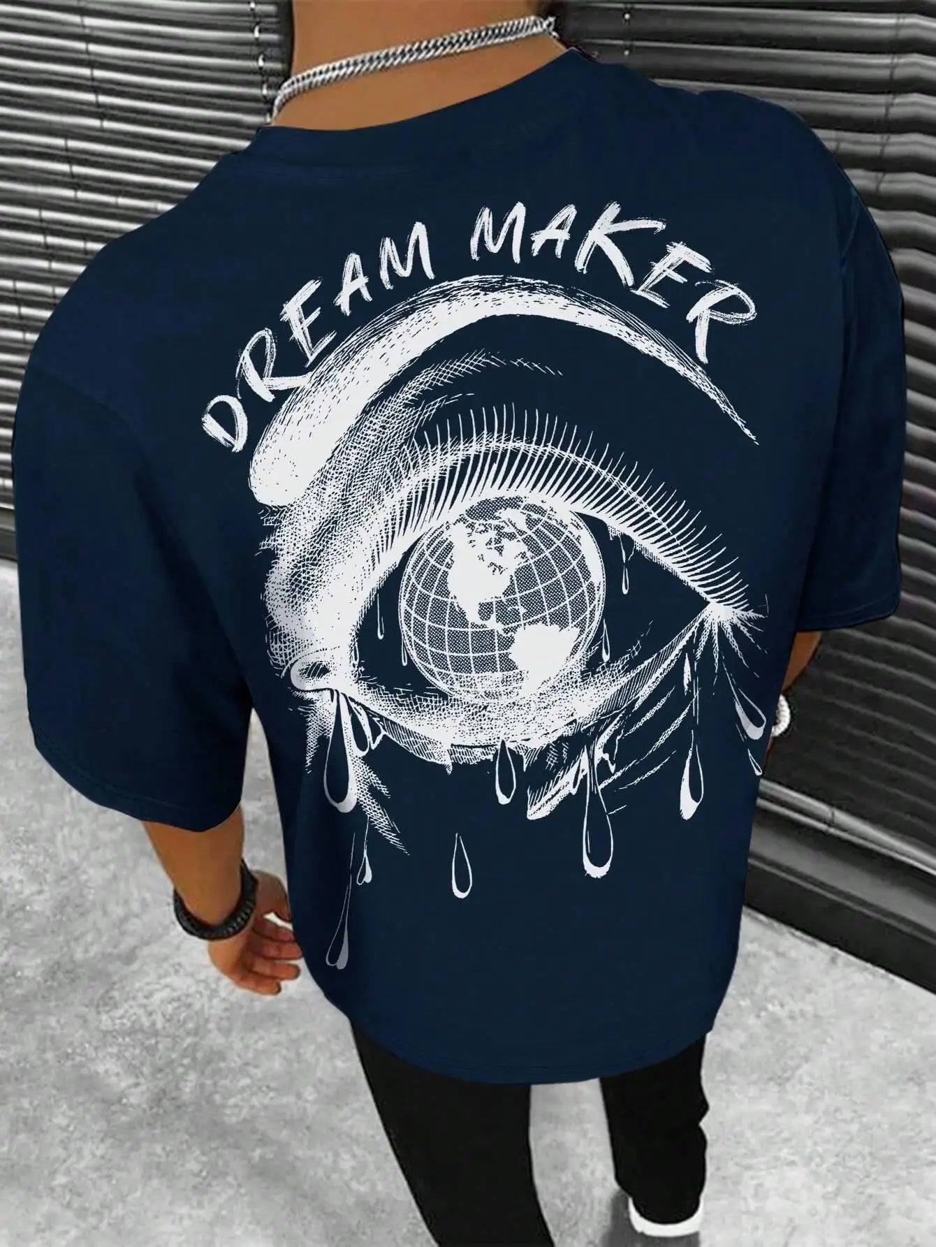 Dream Maker Tearful Earth Printing T-Shirt Men Clothes Summer Loose Tee Cotton Casual Street Tshirt Hip Hop Oversize T Shirts