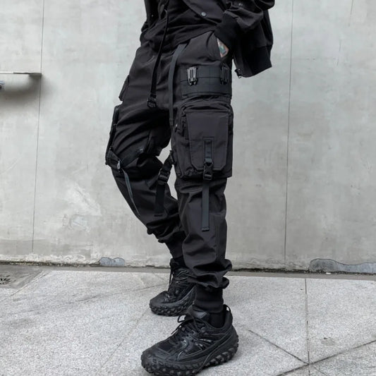 2022 Autumn Winter Techwear Hip Hop Cargo Pants With Ribbon Belt Mens Vintage Tactical Trousers Street Sport Joggers