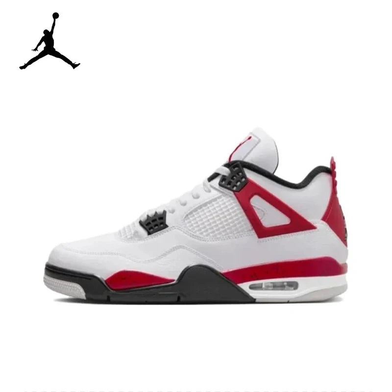 Air Jordan 4 "Neutral Grey" "Red Cement" Comfortable Retro Basketball Shoes Men's White And Black And Red DH6927-161