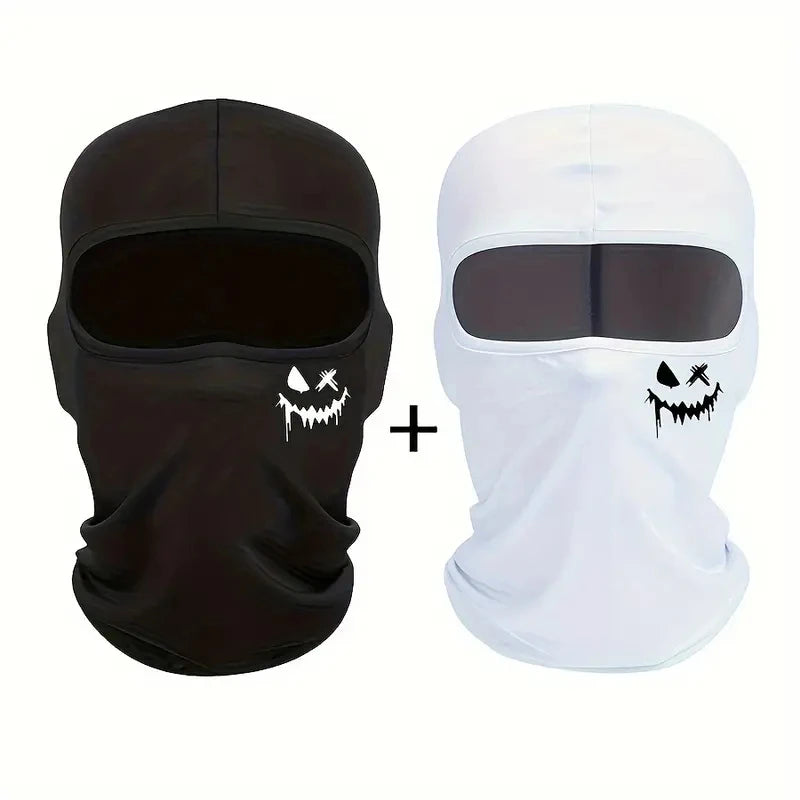 2pcs Graffiti Punk Print Balaclava Hat – UV Protection, Breathable Full Face Mask For Cycling, Skiing, Hiking, Fishing – Outdoor