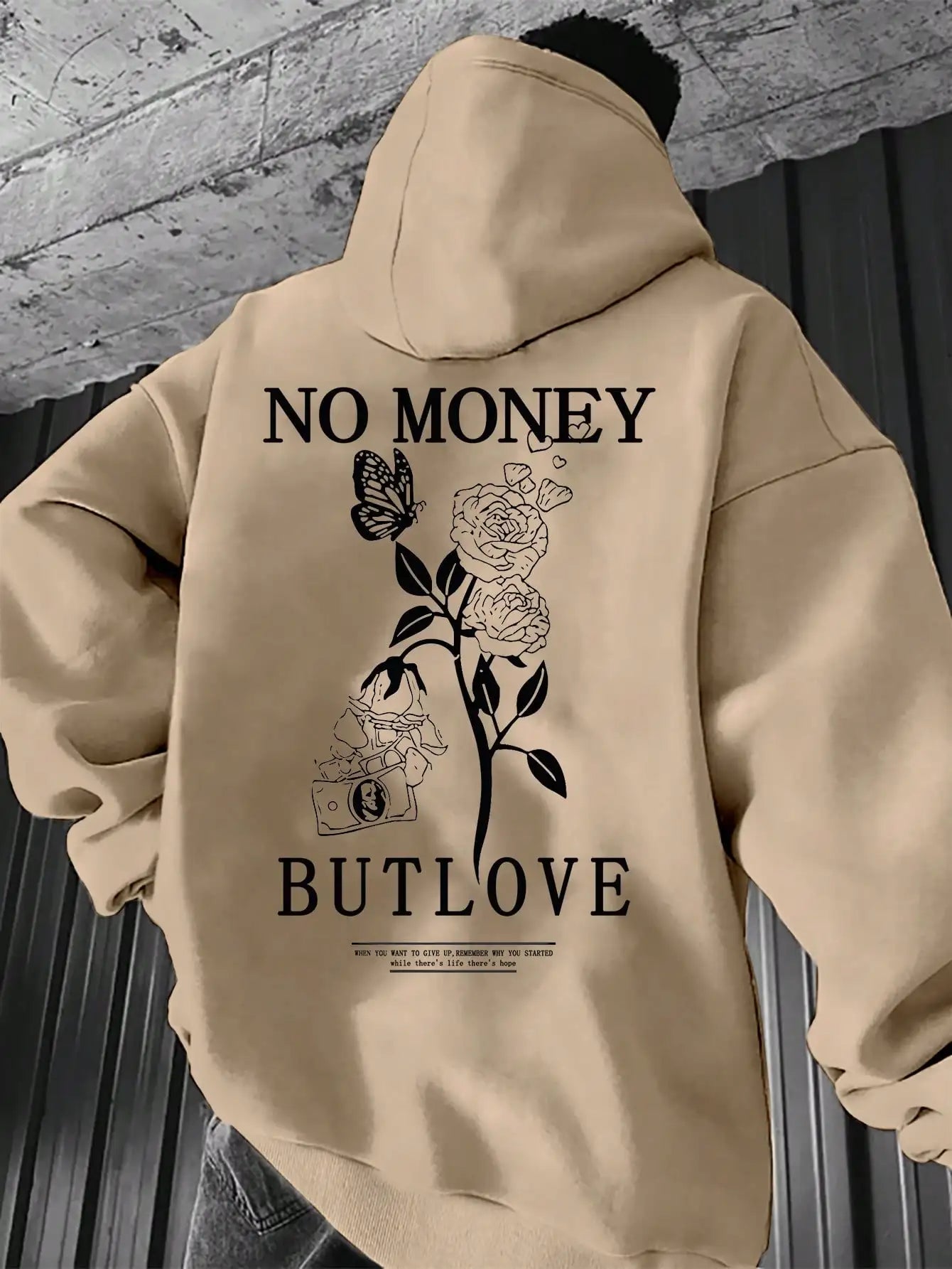 No Money But Love Hoodie Black-White