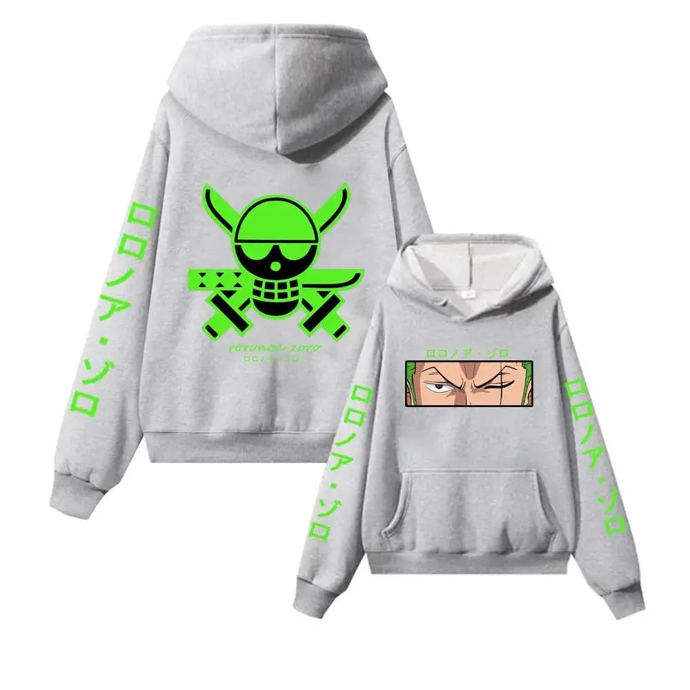 Anime Hoodies Roronoa Zoro Hoodies For Men Casual Loose Pullover Harajuku Warm Autumn Winter Long Sleeves Hooded Streetwear