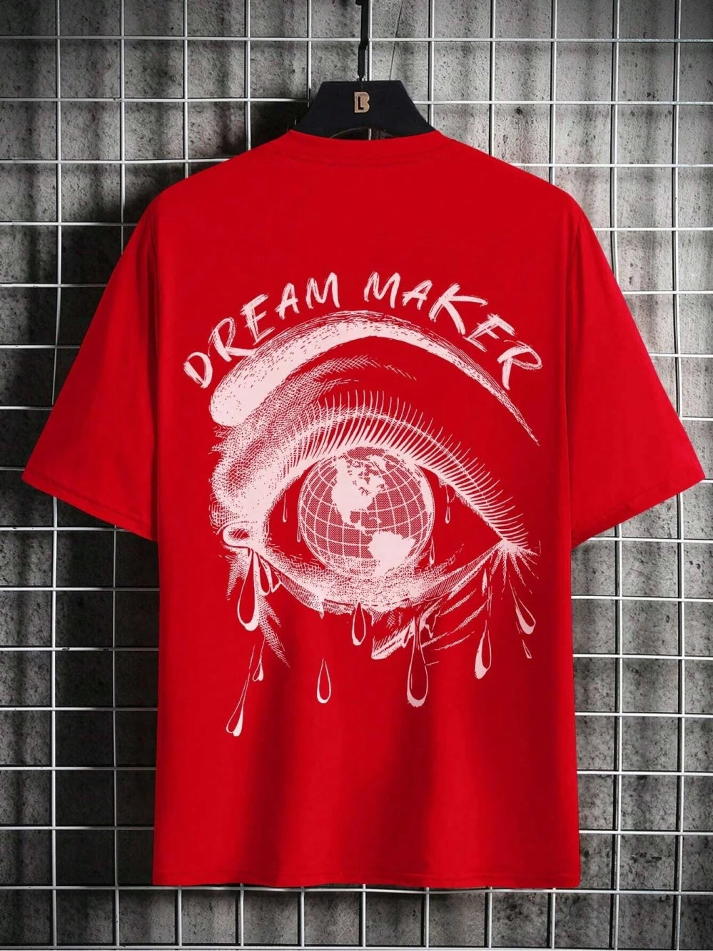 Dream Maker Tearful Earth Printing T-Shirt Men Clothes Summer Loose Tee Cotton Casual Street Tshirt Hip Hop Oversize T Shirts