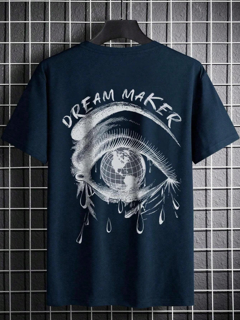 Dream Maker Tearful Earth Printing T-Shirt Men Clothes Summer Loose Tee Cotton Casual Street Tshirt Hip Hop Oversize T Shirts