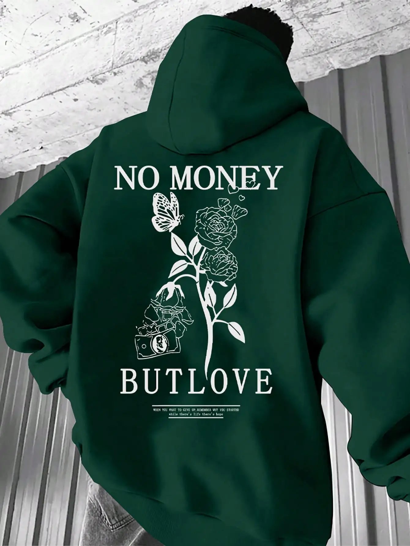 No Money But Love Hoodie Black-White