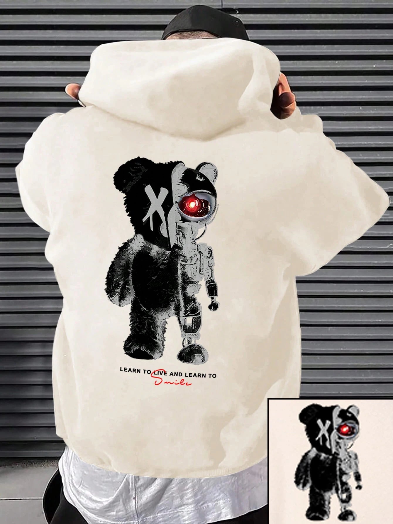 Cartoon Machine Bear Print Pullovers Men Cartoons Creative Hoodie Oversize Fashion Clothing All-Match Autumn Winter Male Hoody