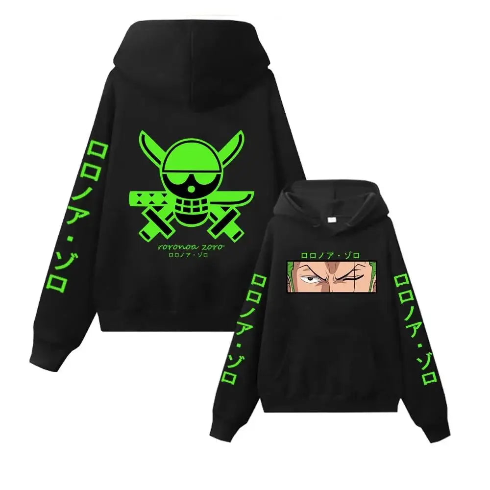 Anime Hoodies Roronoa Zoro Hoodies For Men Casual Loose Pullover Harajuku Warm Autumn Winter Long Sleeves Hooded Streetwear