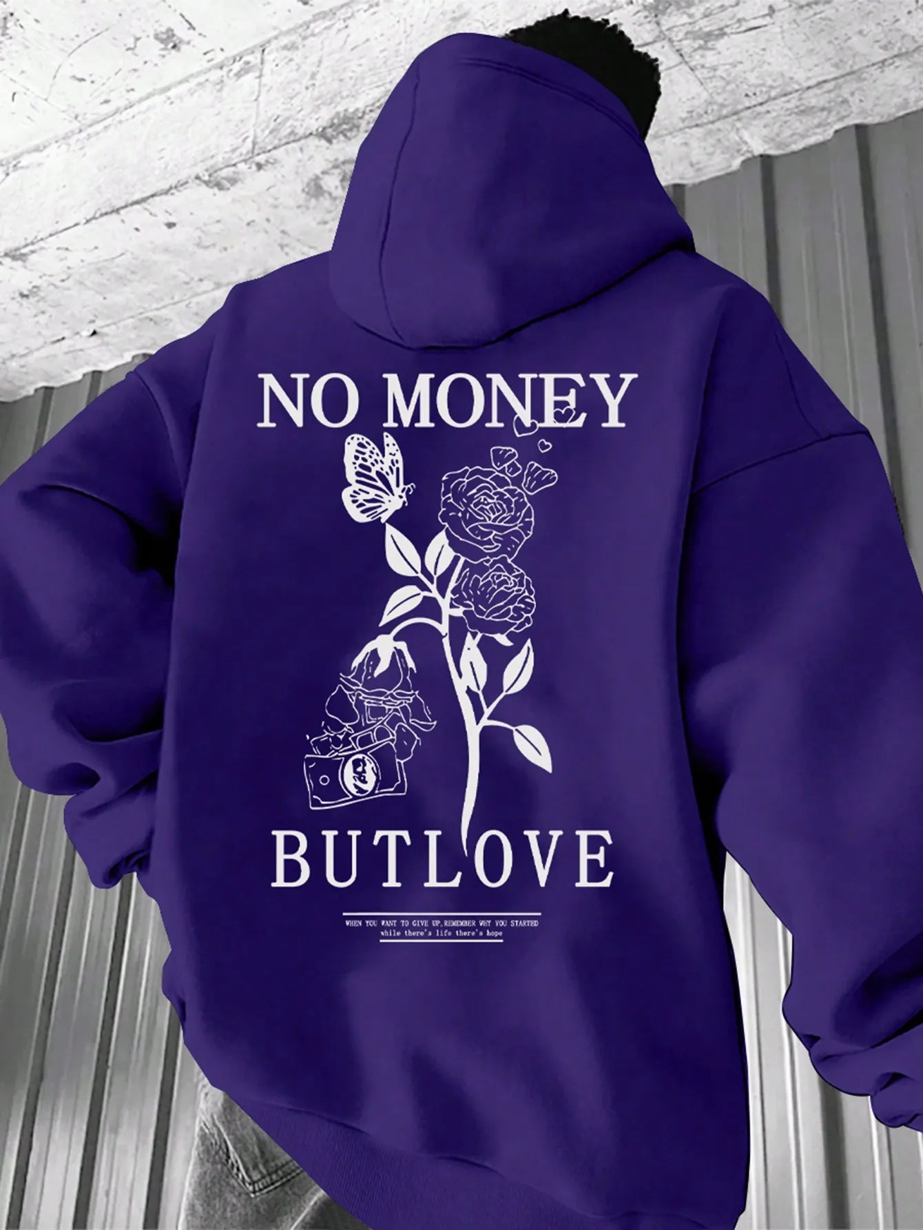 No Money But Love Hoodie Black-White