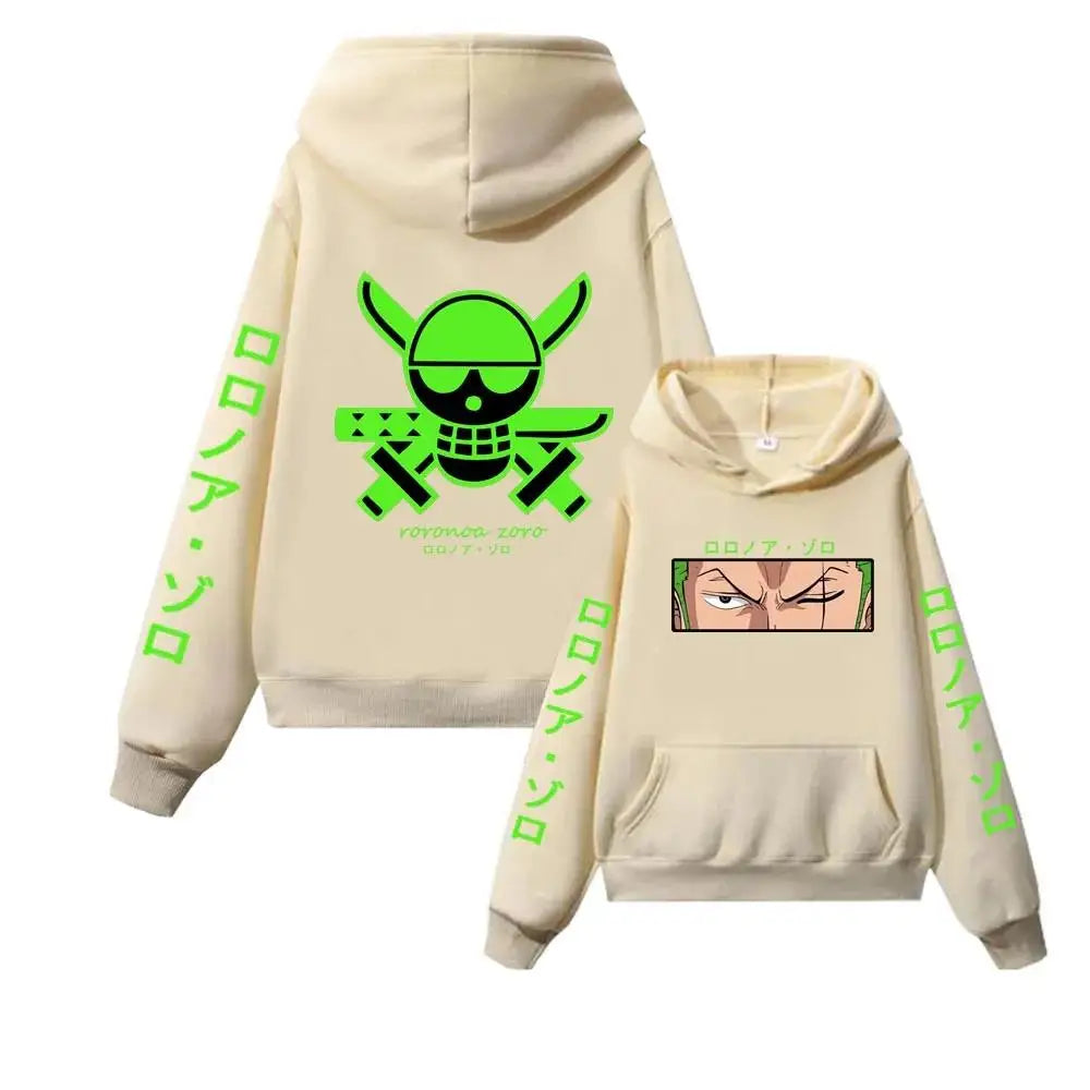 Anime Hoodies Roronoa Zoro Hoodies For Men Casual Loose Pullover Harajuku Warm Autumn Winter Long Sleeves Hooded Streetwear