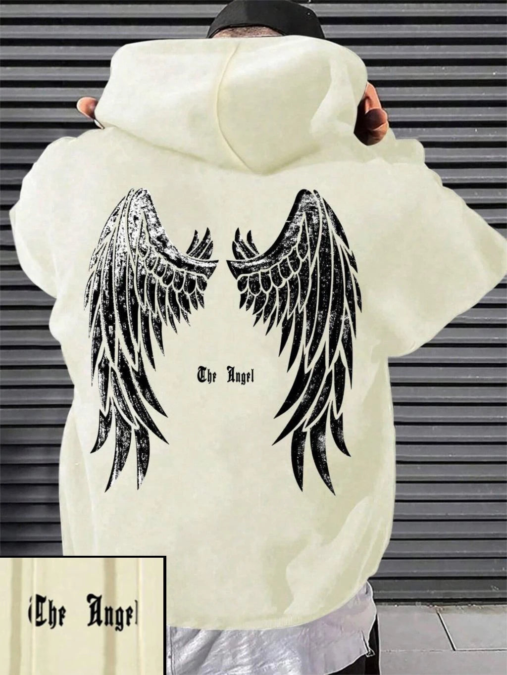 Angel's Wings Printing Male Hoody O-Neck All Match Loose Sweatshirt Fashion Fleece Basic Daily Comfortable Hoodie Autumn Clothes